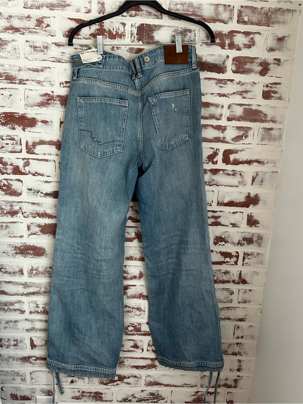 Free People Don’t Wait Ip Baggy Light Blue Wide-Leg Women’s Jeans - Picture 10 of 10